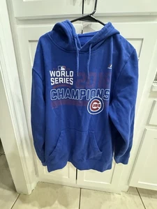 Chicago Cubs 2016 World Champions Majestic Sz XL blue Hoodie Sweatshirt - Picture 1 of 6
