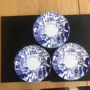Royal Crown Derby Mikado Blue & White 3 x side Plates 15.5cm vgc 1918 - Picture 1 of 12