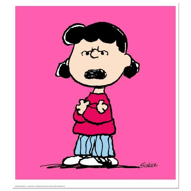 Arte de dibujos animados de edición limitada numerado Peanuts "Lucy: Pink" Foto 1 de 3