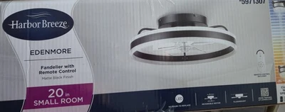 Harbor Breeze Edenmore Fandelier 20 Inch Indoor Matte Black #5971307 NEW - Image 1 of 4