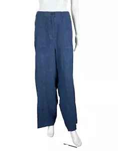 EILEEN FISHER Pants Organic Linen Blue 'Denim' Pockets! Plus Size 2X Woman NTSF - Picture 1 of 8