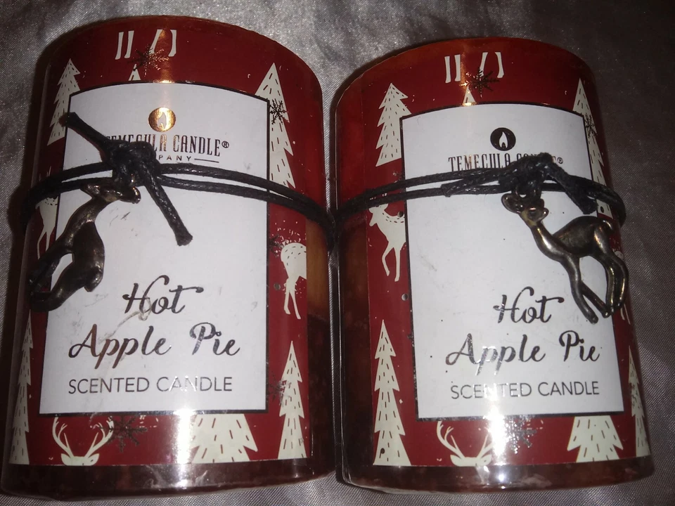 TEMECULA CANDLE CO VELAS DE PILAR PEQUEÑO 3x4 HOT APPLE PIE LOTE DE 2 Foto 1 de 4