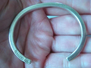 Designer Coach Solid Sterling Silver Cuff Bracelet 6.5" Marked Coach 925 - Picture 1 of 5