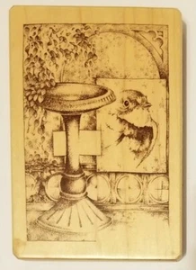 Estampilla de goma de madera de árbol Inkadinkado escena de baño de pájaros 90369-Y 503 baño de pájaros jardín - Imagen 1 de 4