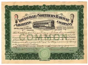 Louisville and Northern Railway and Lighting Co. Stock - SAMUEL INSULL SR - Picture 1 of 2