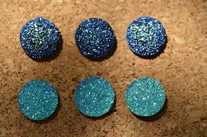 Set of 6 blingy colorful bulletin board pushpins / thumbtacks, or magnets. - Picture 1 of 6