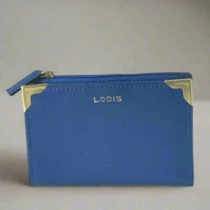 Lodis Lydia Bifold RFID Wallet Womens Blue Bifold RFID Leather Slim Billfold Sna - Picture 1 of 9