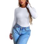 Skinny T-Shirts Womens O-Neck Long Sleeve Basic Tshirts Casual Solid Color Tops