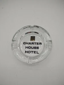 Vintage Collectible Charter House Hotel Ashtray Glass Black Logo EX Condition - Picture 1 of 2