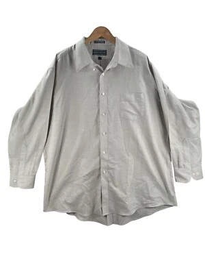 Рубашка мужская David Taylor размер 19 бежевая на пуговицах с одной иглой длинным рукавом 34/35 - Изображение 1 из 4