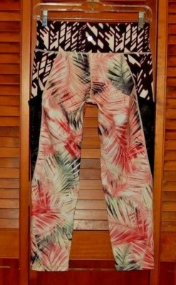 Nanette Lepore Capri Entrenamiento Leggings TALLA PEQUEÑA MUJER Crop Floral Palmeras Foto 1 de 4