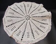 Vintage 1950's Medium 11-1/2" dia Round Off White Hand Crocheted Lace Doily