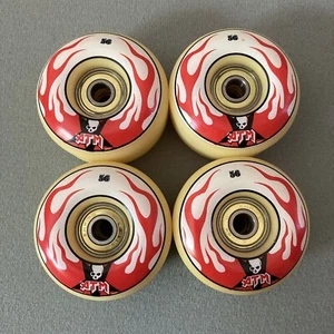 ATM 56mm Skatebaord Wheels Flames And Skull Art - Picture 1 of 10