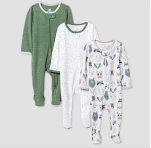 3 pijamas de patas con cremallera Cloud Island Soft & Sweet Dreams bebé 3-6 m (verde) - Imagen 1 de 14