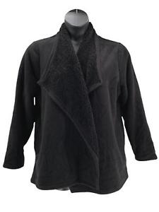 Cuddl Duds Fleecewear Bonded Sherpa Cascade Front Wrap Black