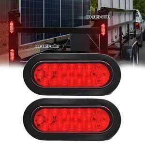 2pcs 6" Oval Trailer Lights 22 LED Stop Turn Tail RV Truck Reverse Fog Lights - Foto 1 di 8