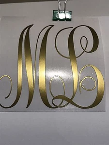 Curly Circle Interlocking Monogram 2 Initials Car Laptop Water bottle Book Decal - Picture 1 of 1
