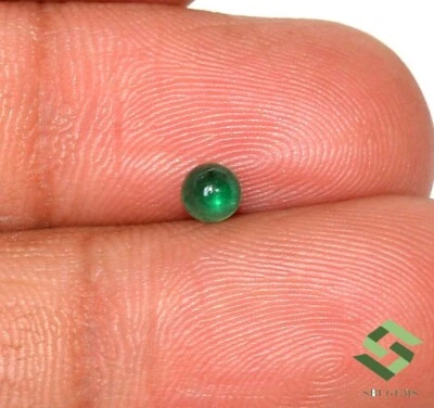 Cabujón redondo esmeralda natural certificado 4 mm 0,38 CTS piedra preciosa suelta sin tratar Foto 1 de 4
