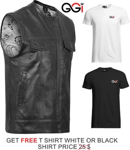 Get Geared Stylish Premium Herren Biker Perforierte Lederweste Sublimiertes Futter - Bild 1 von 9
