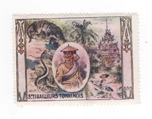 FRENCH INDOCHINA WW I POSTER STAMP TONKIN RIFLEMEN 3RD REGIMENT - Picture 1 of 1