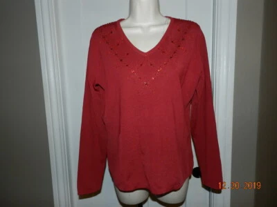 SUÉTER ROJO MUJER 5th manga larga cuello en V TALLA M NUEVO SIN ETIQUETAS Foto 1 de 4