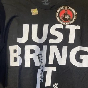 WWE The Rock Wrestler T-Shirt XL Just Bring It White Movie Star Black - Picture 1 of 5
