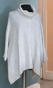 Maglione donna oversize Loft boxy 34" largo panna con macchie collo cappuccio taglia L - Foto 1 di 17