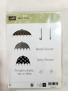 Stampin' Up! Rain Or Shine 10 Pc Rubber Set - Picture 1 of 3