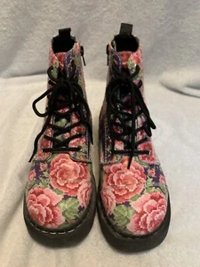 Womens T.U.K. Anarchic T2231 Floral Combat Boots Size US 6 UK 4 EUR 37 - Picture 1 of 17