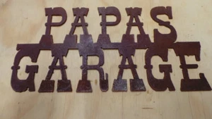Med.Rustic Metal Papas Garage Sign/Free Shipping/Father's Day/Gift for him/Shop - Picture 1 of 5