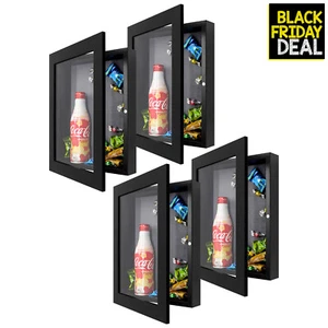 4 Pack Shadow Box Frame Display Case, 2-inch Depth for 8x10.5 Gift Memento Black - Picture 1 of 8