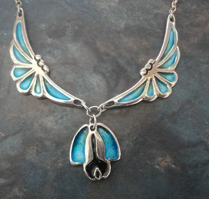 Atractivo Escocés Stg. Plata & Esmalte Art Nouveau Colgante 1980s - Pat Cheney - Foto 1 di 6