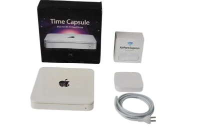 Apple Time Capsule A1254 1TB & AirPort Express A1392 Bundle W/ Power Cables/Box - Image 1 of 4