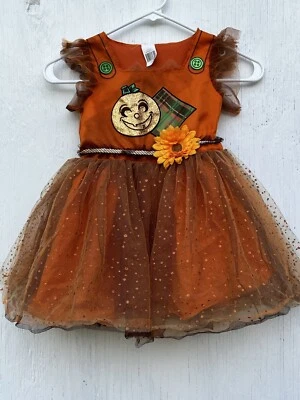 Pumpkin Tutú Costume Girls Dress Tutú Ornge Size 3T-4T Floral - Image 1 of 4