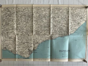 EAST SUSSEX COAST - 1965 Vintage County Map England Hastings Eastbourne Bexhill - Picture 1 of 9