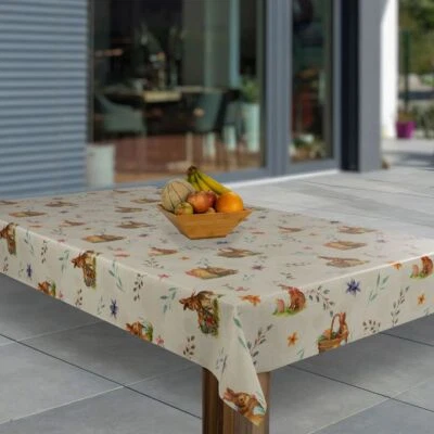 Wachstuch-Tischdecken Abwaschbar Ostern Hase Pflanzen Korb rechteckig - Bild 1 von 4