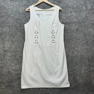 Vestido Joseph Ribkoff Mujer 12 Blanco Funda Sin Mangas Anillo Cuello en V Elastizado Trabajo Foto 1 de 4