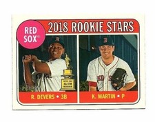  2018 Topps Heritage Red Sox 2018 Rookie Stars Rafael Devers / Kyle Martin