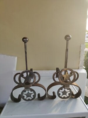 Antique Like Texas Western Art Deco Iron Fireplace Set - Image 1 of 4