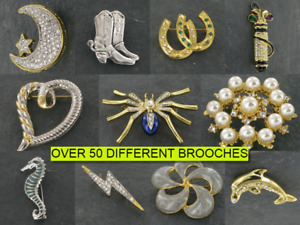Gold & Silver Brooches 53 DESIGNS Crystal Pearl Ladies Jewellery Accessories