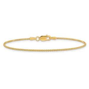 14K Solid Yellow Gold 0.85mm Spiga Wheat Link Chain Bracelet - Picture 1 of 12