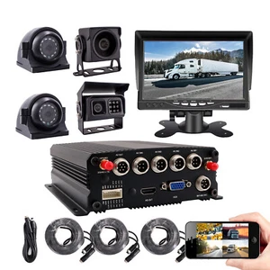 DIY 4CH GPS WIFI 1080P 512G Car DVR MDVR Rear View CCTV Camera System 7" Monitor - Picture 1 of 8