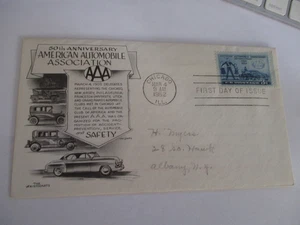 RARE FIRST DAY COVER 50TH ANNIV AAA  1902-1952 "THE ARISTOCRATS" 5 VINTAGE CARS - Picture 1 of 3