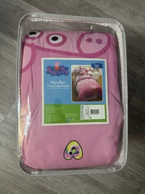 NIP PEPPA PIG HAPPY CRAZY COOL HEARTS EDREDOM DUPLO ROSA REVERSÍVEL FRANCO MFG - Imagem 1 de 4