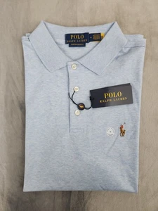 Polo Ralph Lauren Custom Slim Fit Soft Touch Blue Polo Shirt Men's Size Medium  - Afbeelding 1 van 11
