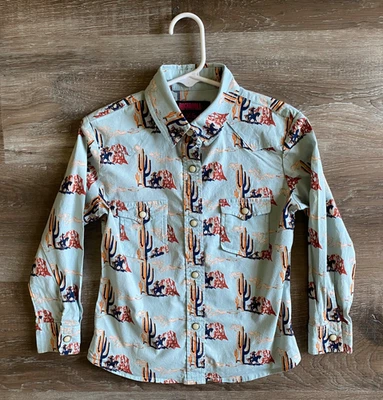 ROCK & ROLL DENIM desert cowboy pearl snap western shirt~boy's size XS~cowboy - Image 1 of 4