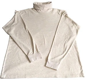 VTG Lands End Mens L Long Sleeve Turtleneck Shirt Pink Grey Mix Pullover Cotton - Picture 1 of 15