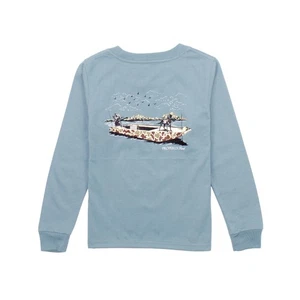 Properly Tied Boys Boat Ride Steel Blue Long Sleeve T Shirt - Picture 1 of 1