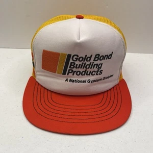 Cappello Berretto Snapback Vintage Gold Bond Building Products Maglia Camionista 3 Strisce Laterali - Foto 1 di 5