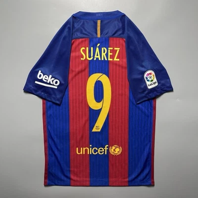 ДОМАШНЯЯ ФУТБОЛКА BARCELONA NIKE 2016/2017 ФУТБОЛ NO9 ЛУИС СУАРЕС РАЗМЕР «S» 776850-481 - Изображение 1 из 4
